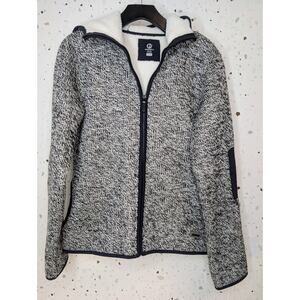 Merrell Transition Sherpa Sweater Fleece Jacket Black White Size Small EUC